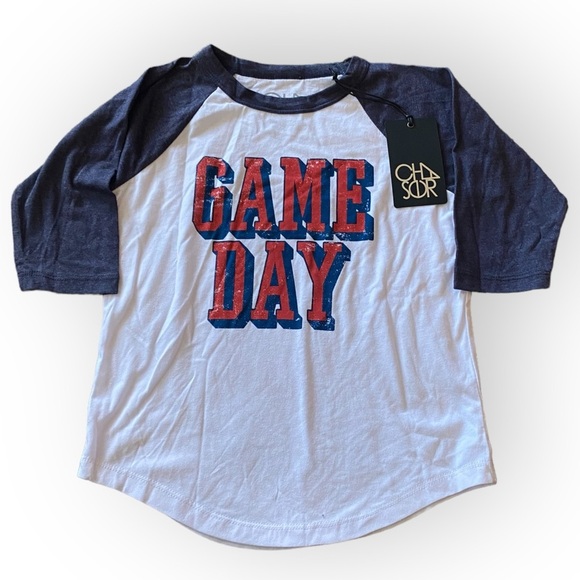 Chaser Boy’s Raglan Game Day Graphic T Shirt 3/4 Sleeves Tee Size 6 NWT - Picture 2 of 6